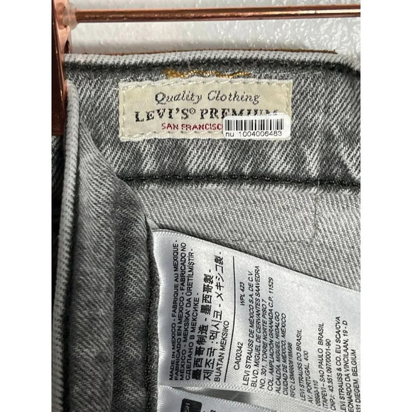Levis Strauss 501 Mens Straight Leg Button Fly Denim Skinny Gray Jeans Sz S - Picture 11 of 12